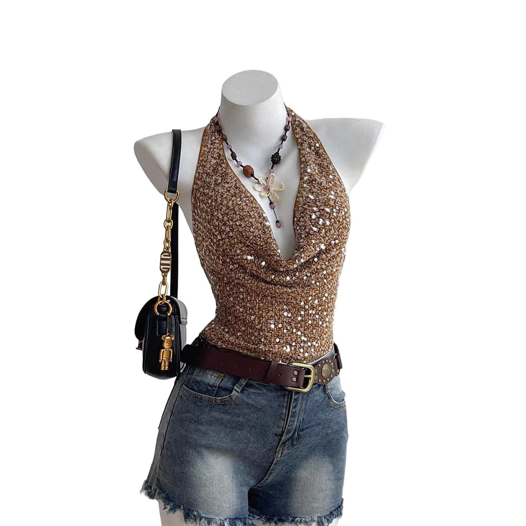 Horizon Essentials | Sheer Ruffled Coffee Camisole Top