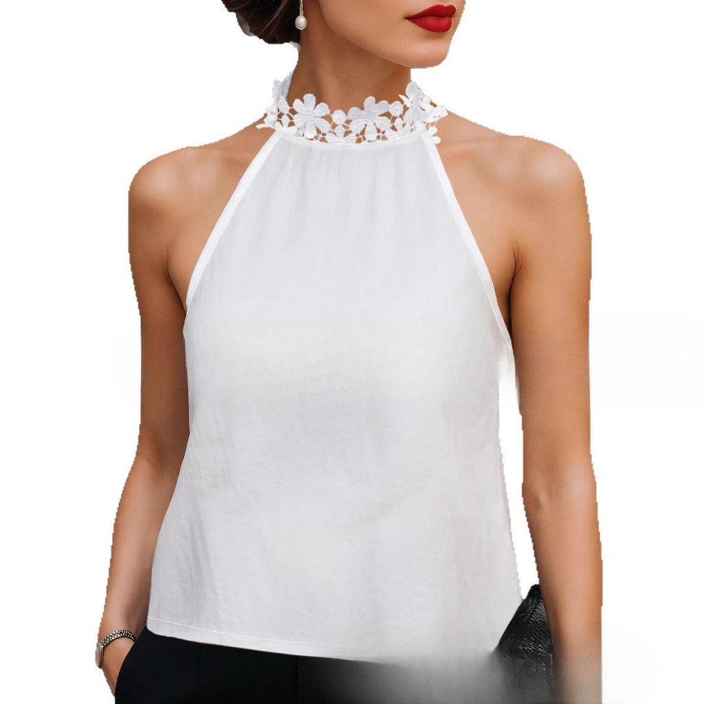 Horizon Essentials | Silk Floral Lace High-Neck Vest