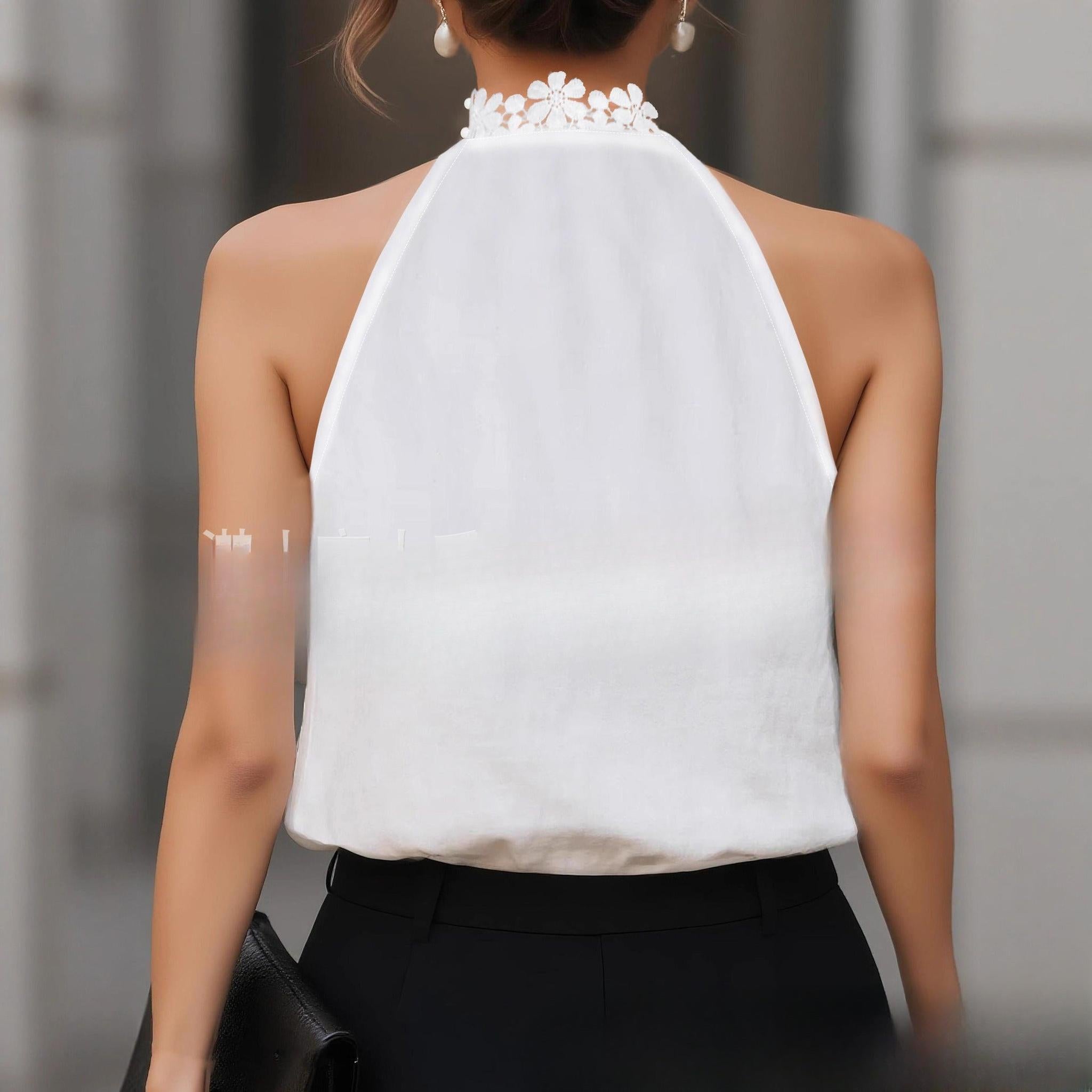 Horizon Essentials | Silk Floral Lace High-Neck Vest