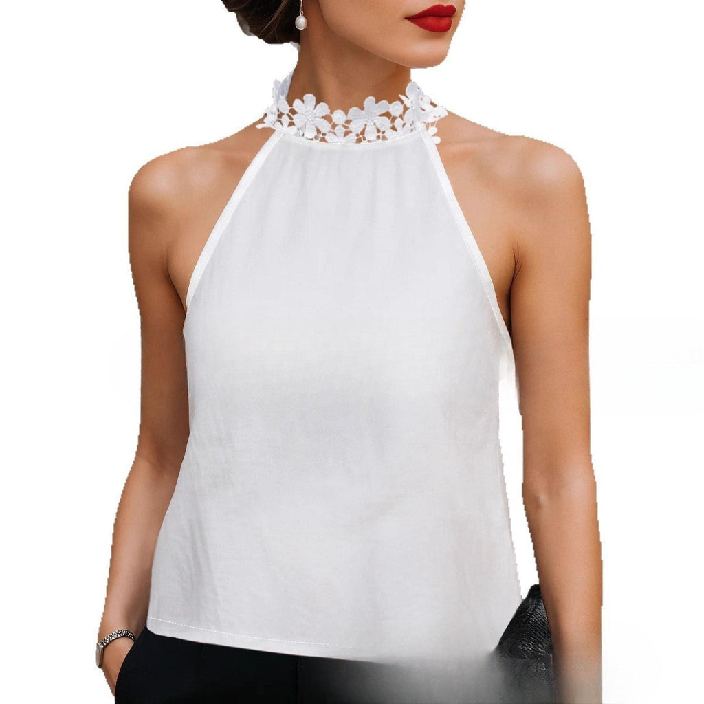 Horizon Essentials | Silk Floral Lace High-Neck Vest