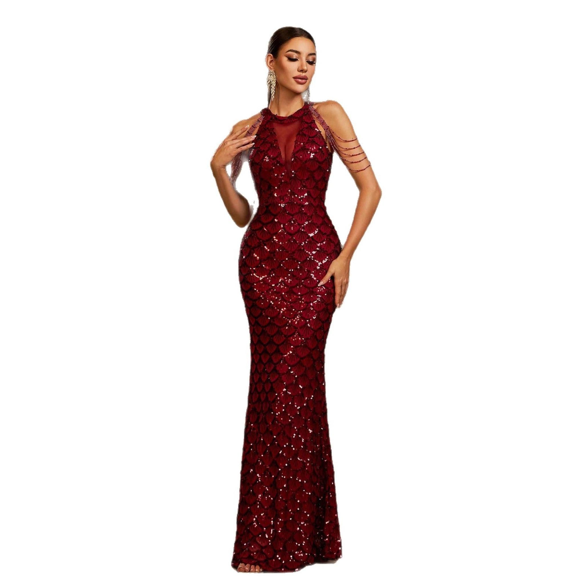 Horizon Essentials | Sleeveless Round Neck Sequined Sheath