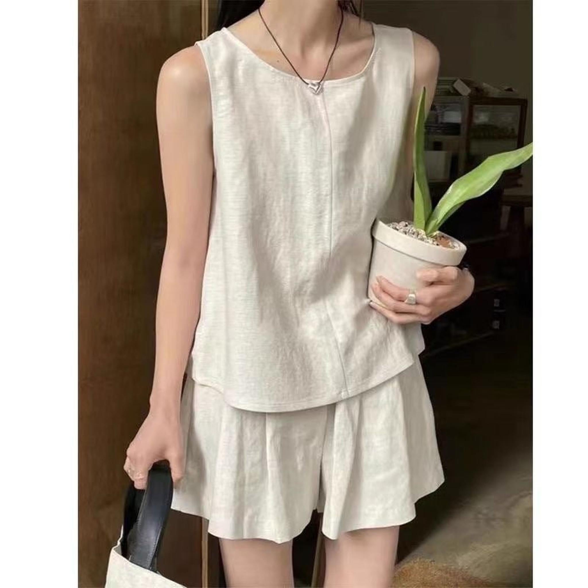 Horizon Essentials | Sleeveless Tank Top Wide-Leg Shorts Set