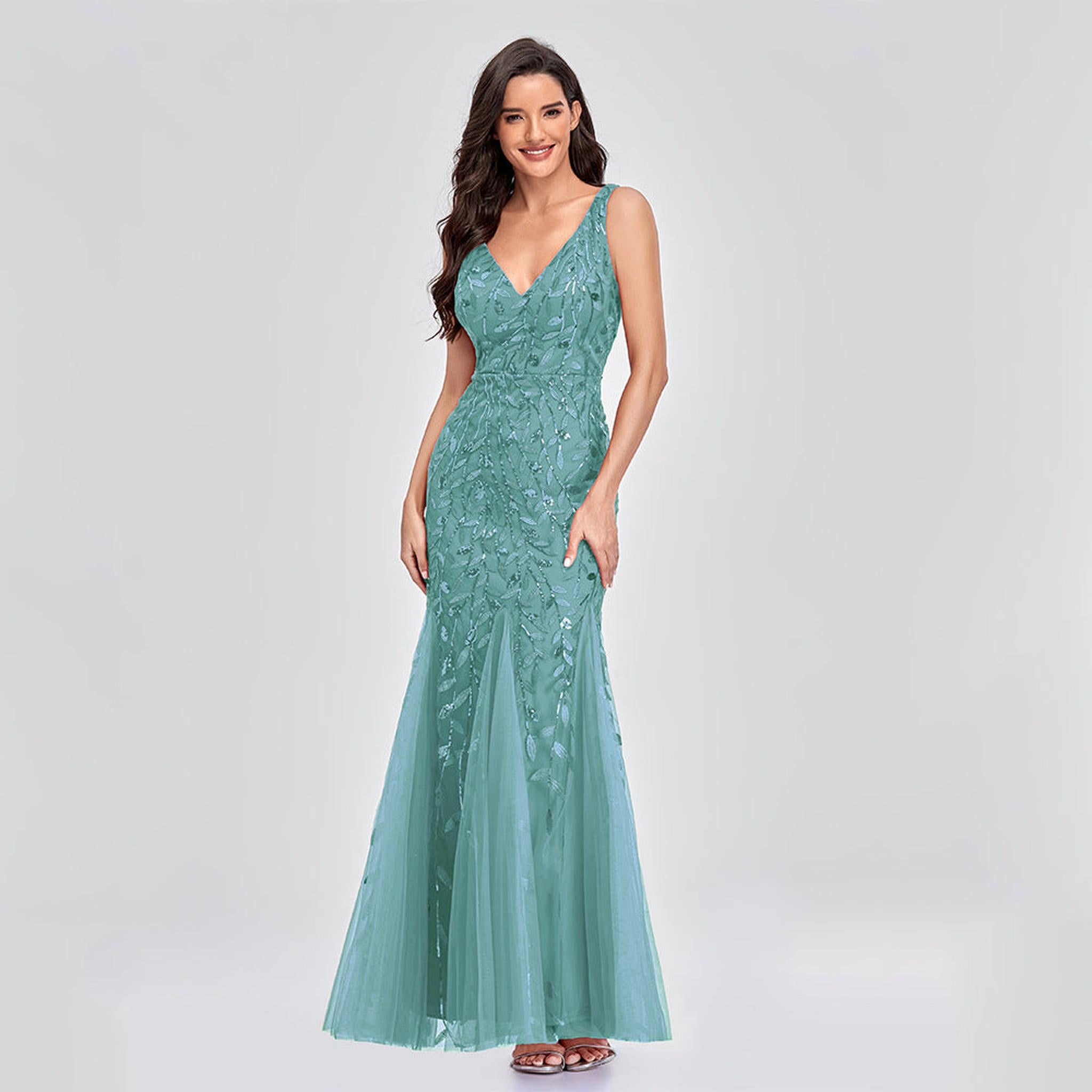 Horizon Essentials | Sleeveless V-Neck Embroidered Sequin Dress