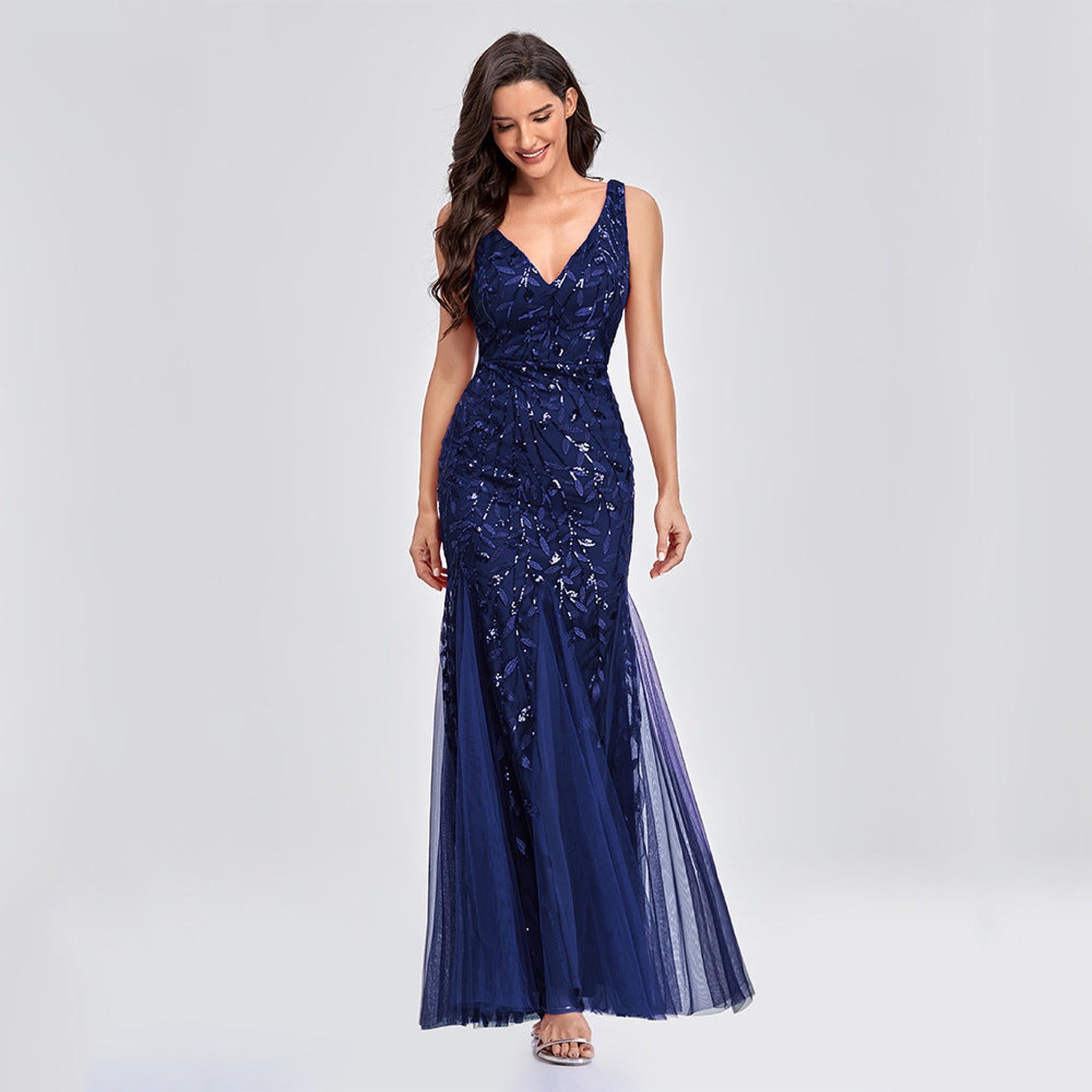 Horizon Essentials | Sleeveless V-Neck Embroidered Sequin Dress
