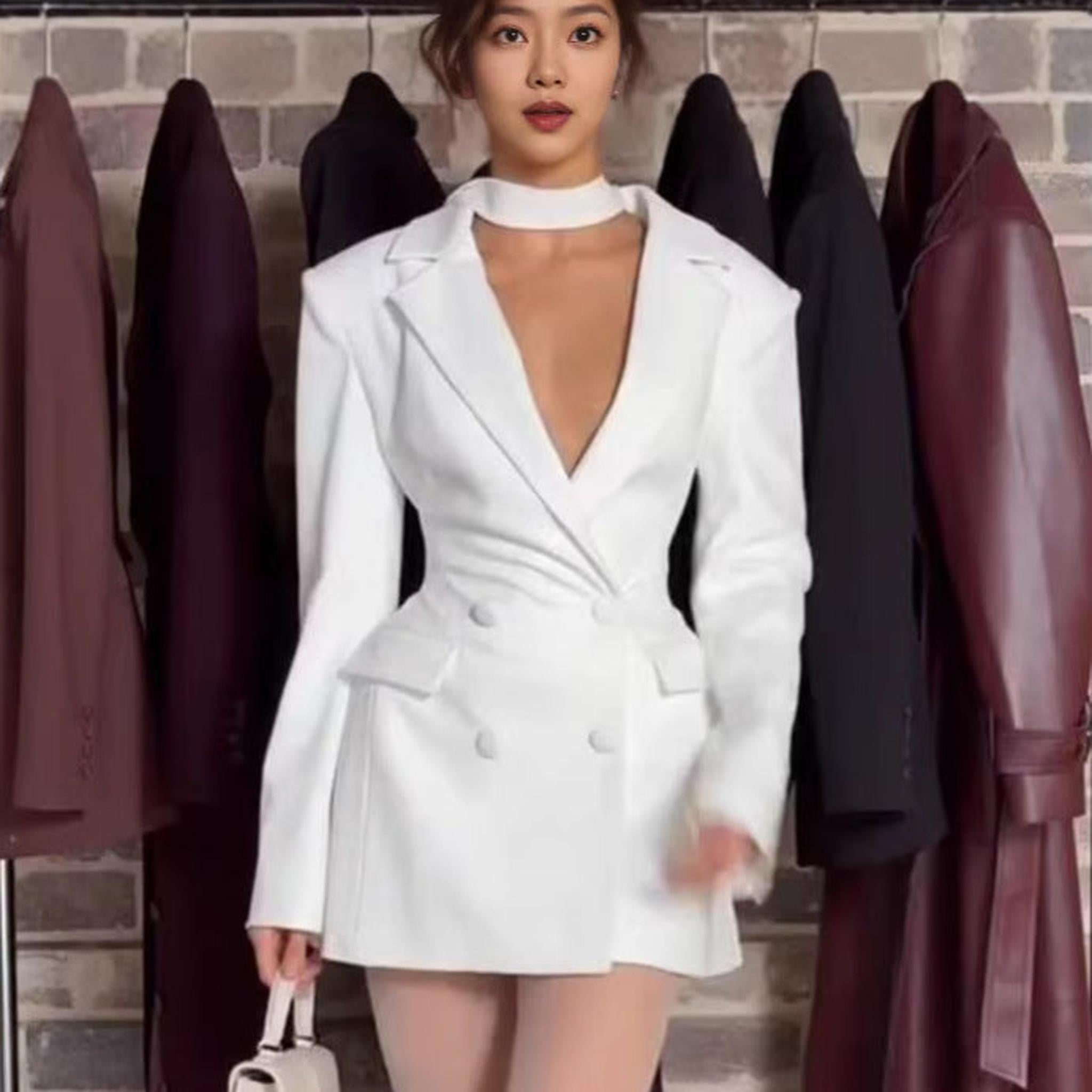 Horizon Essentials | Slim-Fit Deep V Midi Blazer