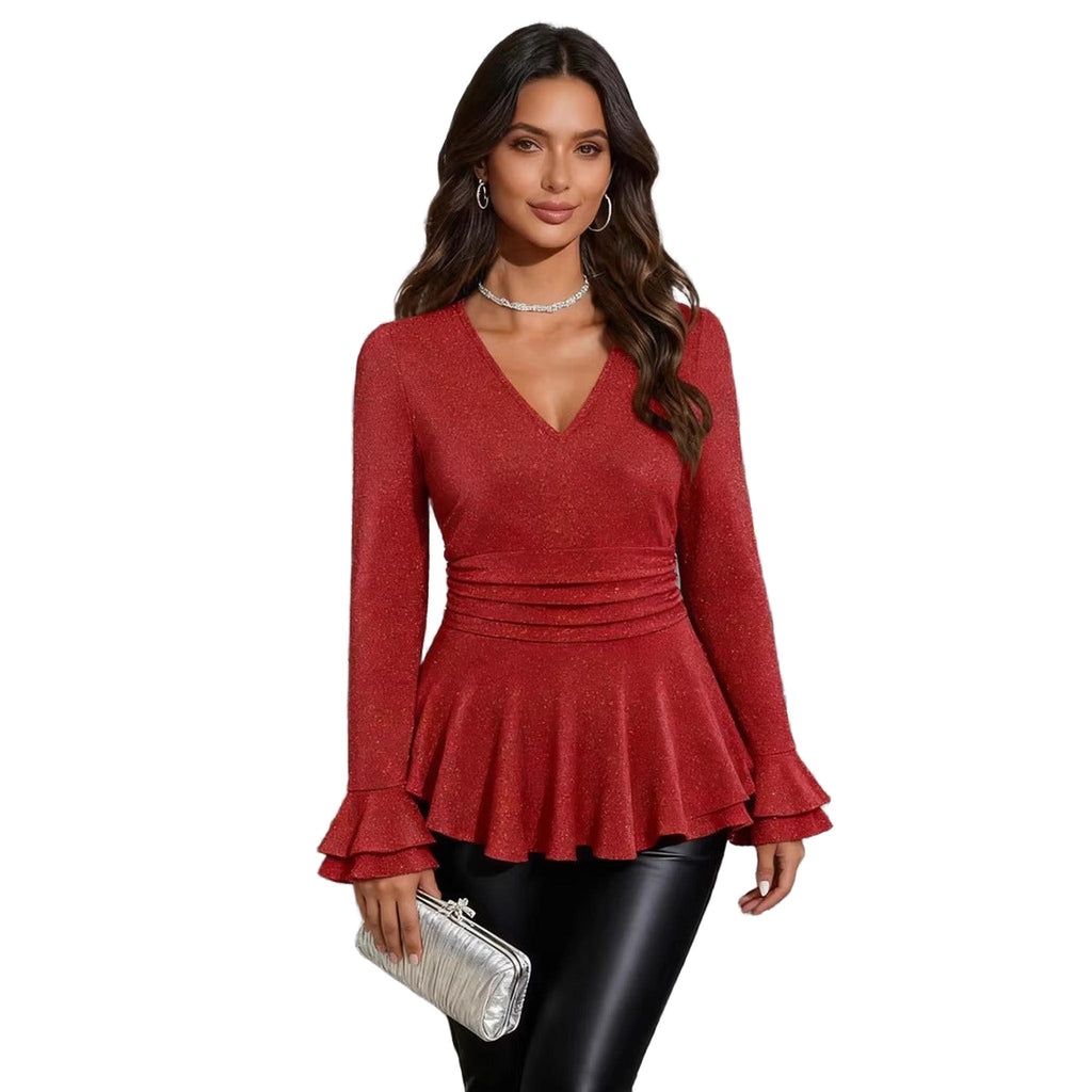 Horizon Essentials | Slim Fit Sequin V-Neck Top