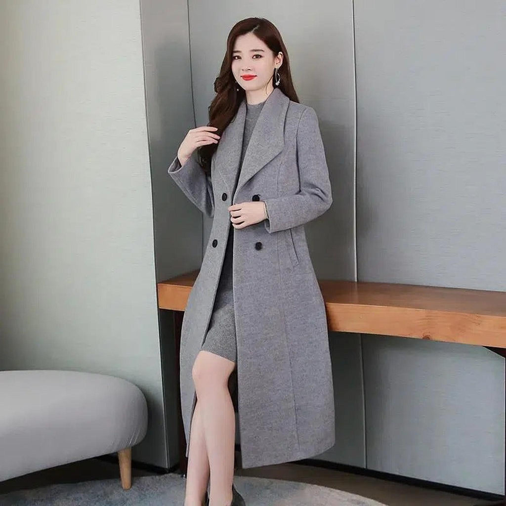 Horizon Essentials | Slim Woolen Polyester Lapel Coat