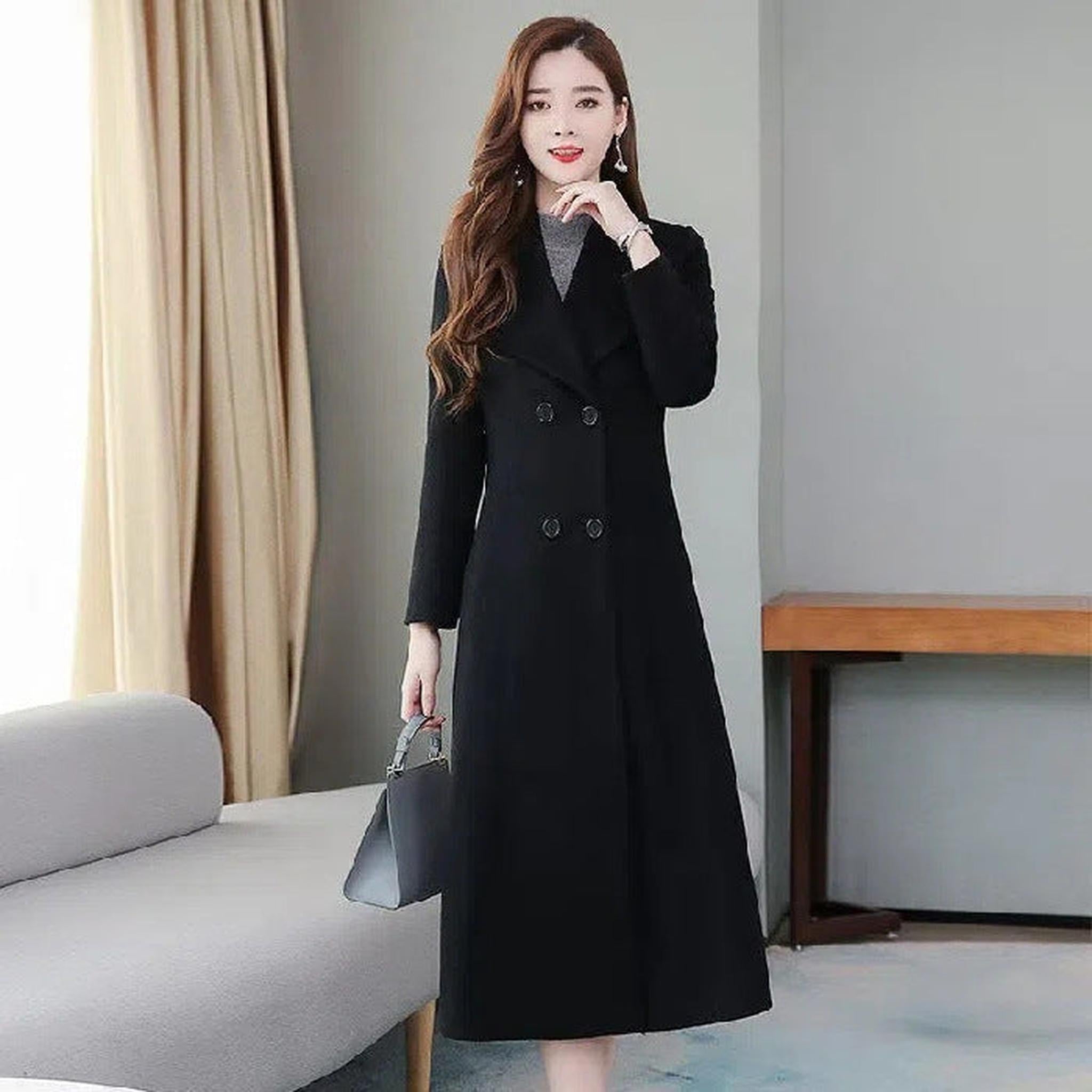Horizon Essentials | Slim Woolen Polyester Lapel Coat