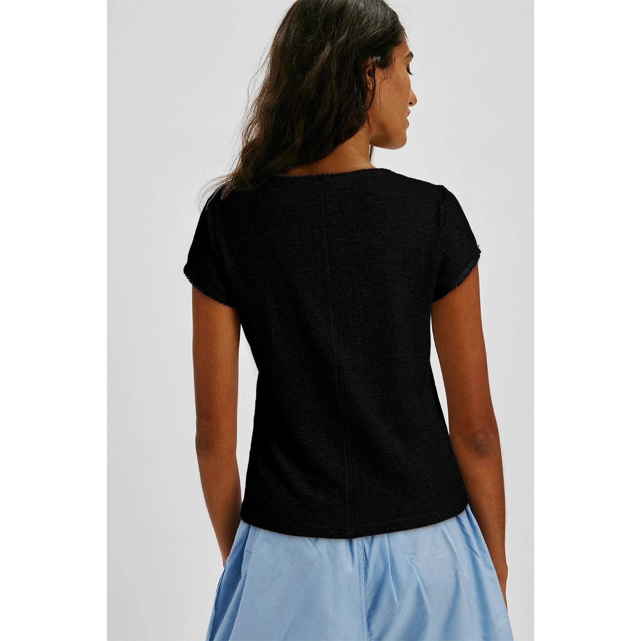 Horizon Essentials | Solid-Color Buttoned Women's Top