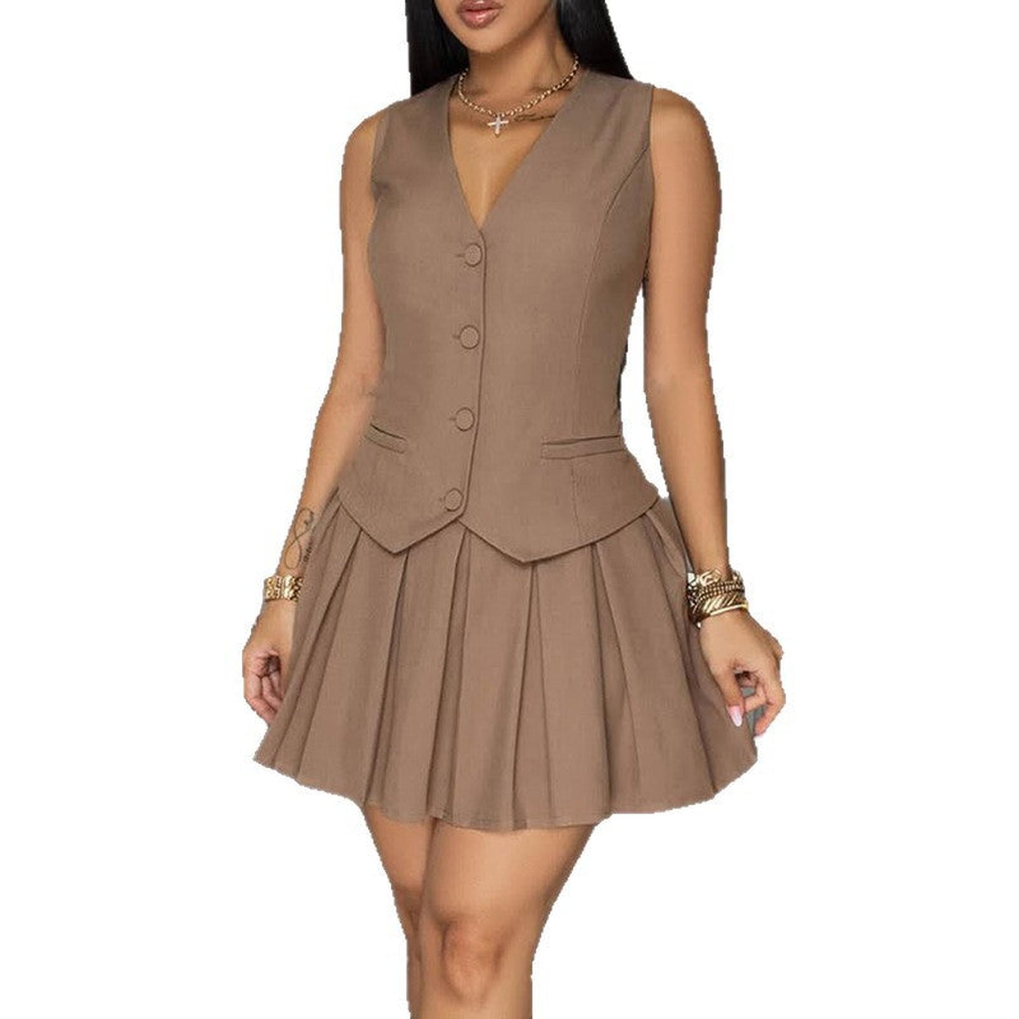 Horizon Essentials | Solid-Color Sleeveless Top Skirt Set