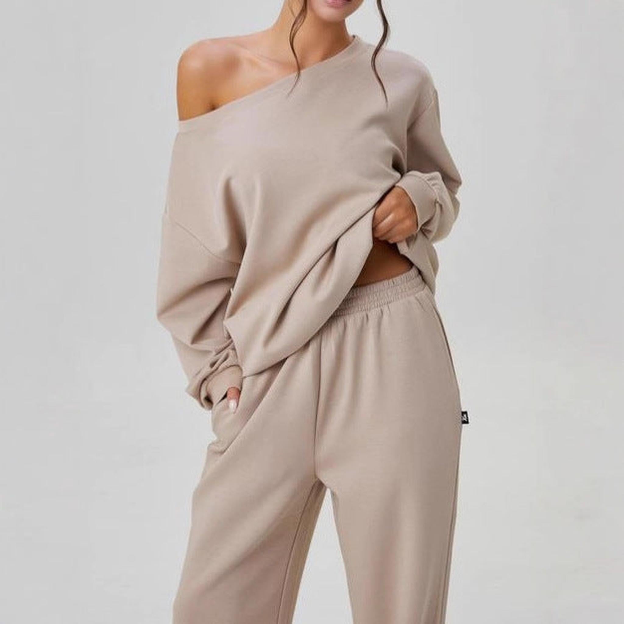 Horizon Essentials | Sporty Casual Off-Shoulder Two-Piece Set