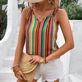 Horizon Essentials | Striped Colorful Sleeveless V-Neck Camisole