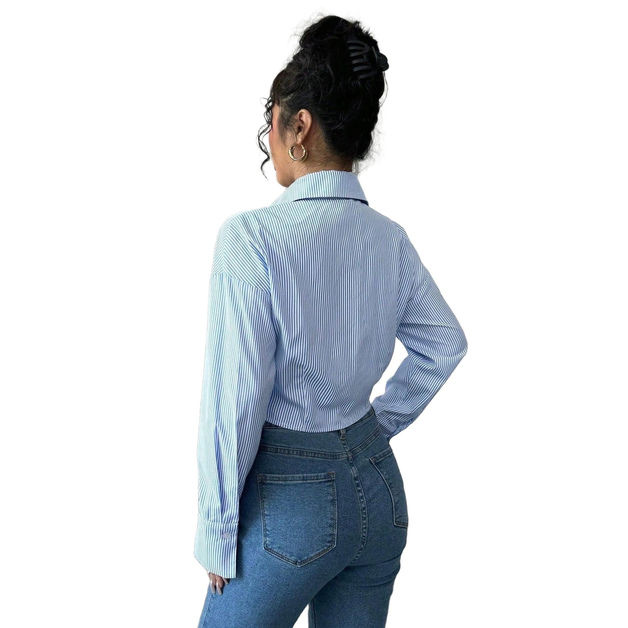 Horizon Essentials | Striped Pleated Long Sleeve Top