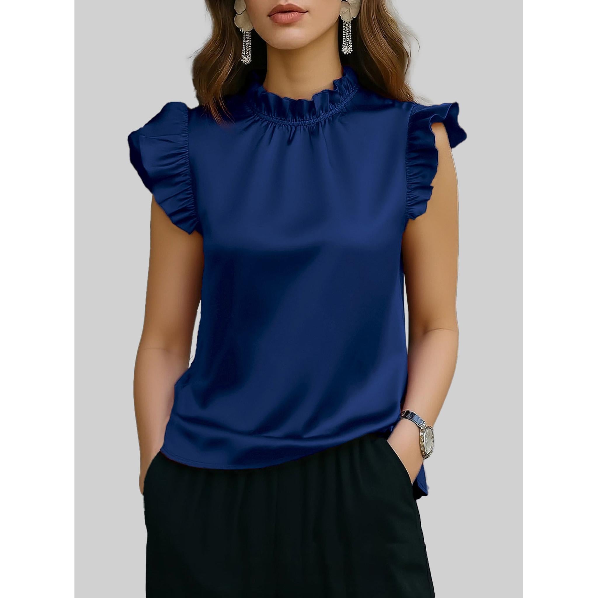 Horizon Essentials | Stylish Sleeveless Ruffled Office Top