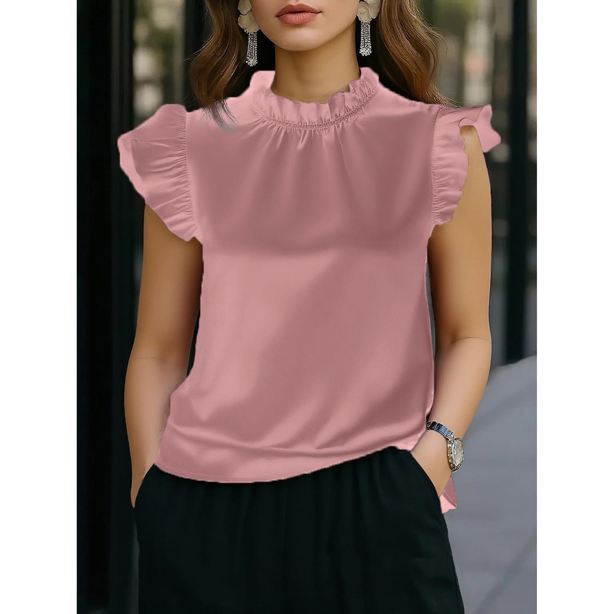 Horizon Essentials | Stylish Sleeveless Ruffled Office Top