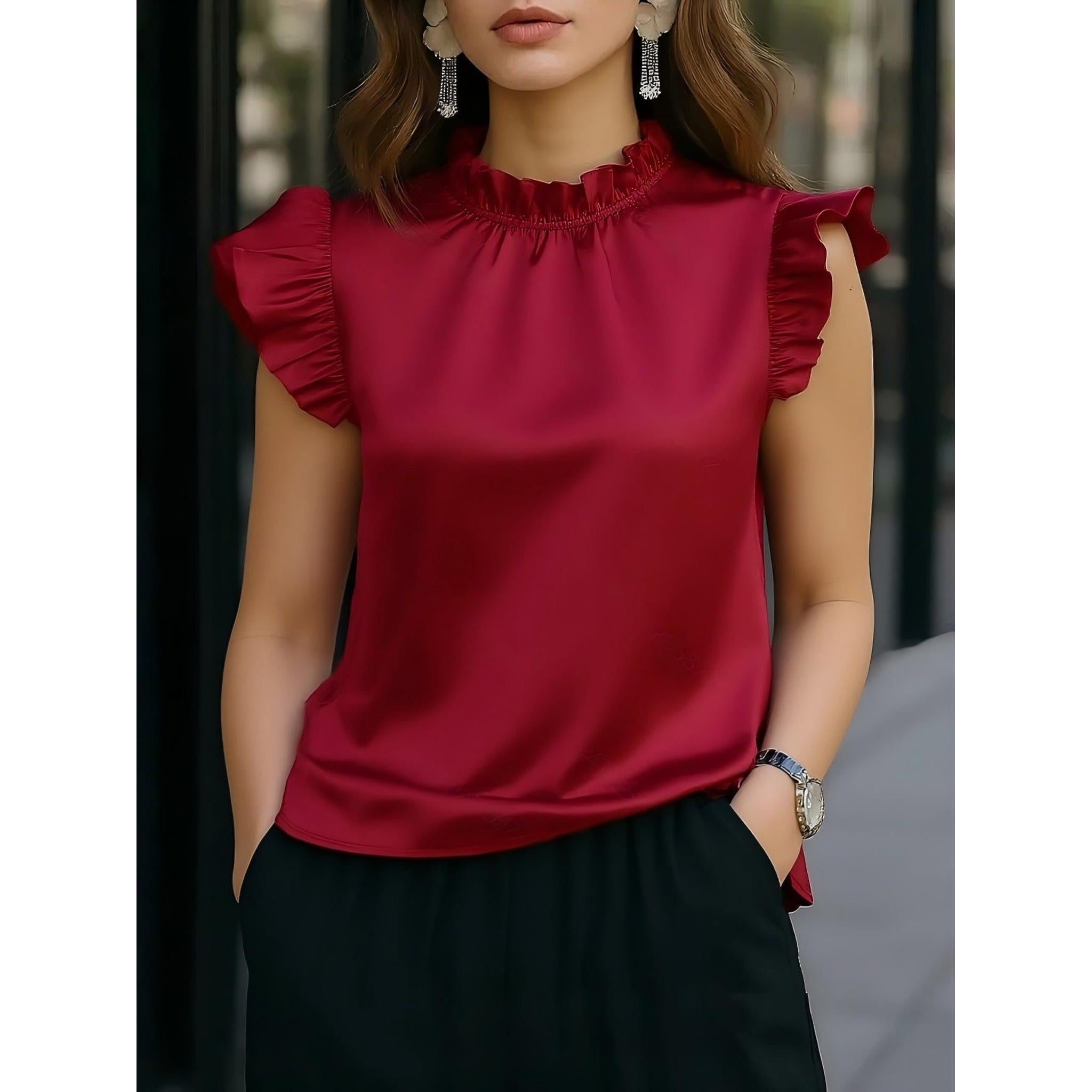 Horizon Essentials | Stylish Sleeveless Ruffled Office Top