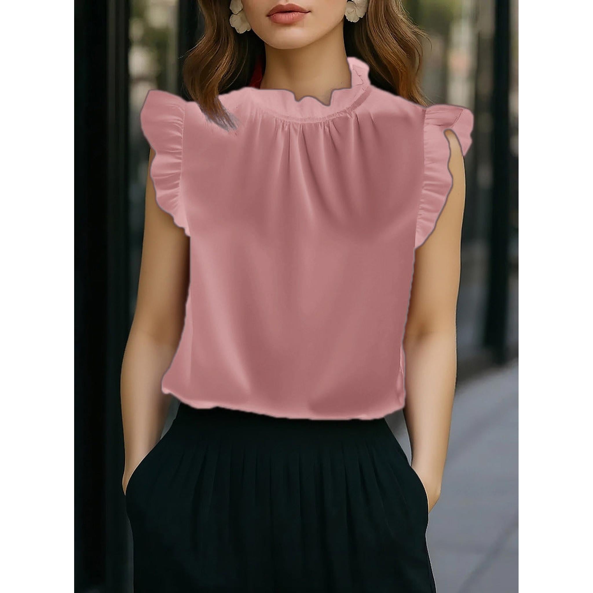 Horizon Essentials | Stylish Sleeveless Ruffled Office Top