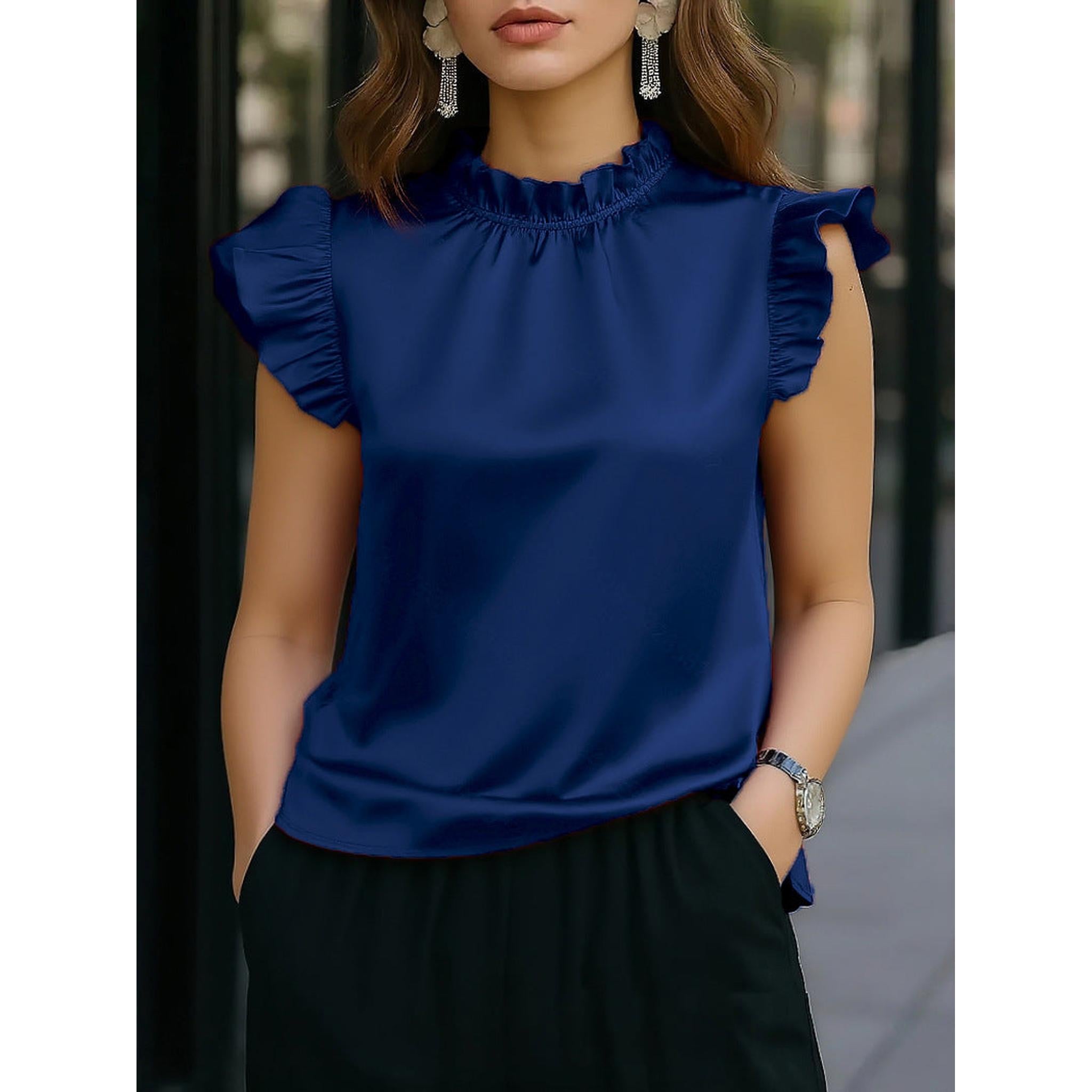 Horizon Essentials | Stylish Sleeveless Ruffled Office Top