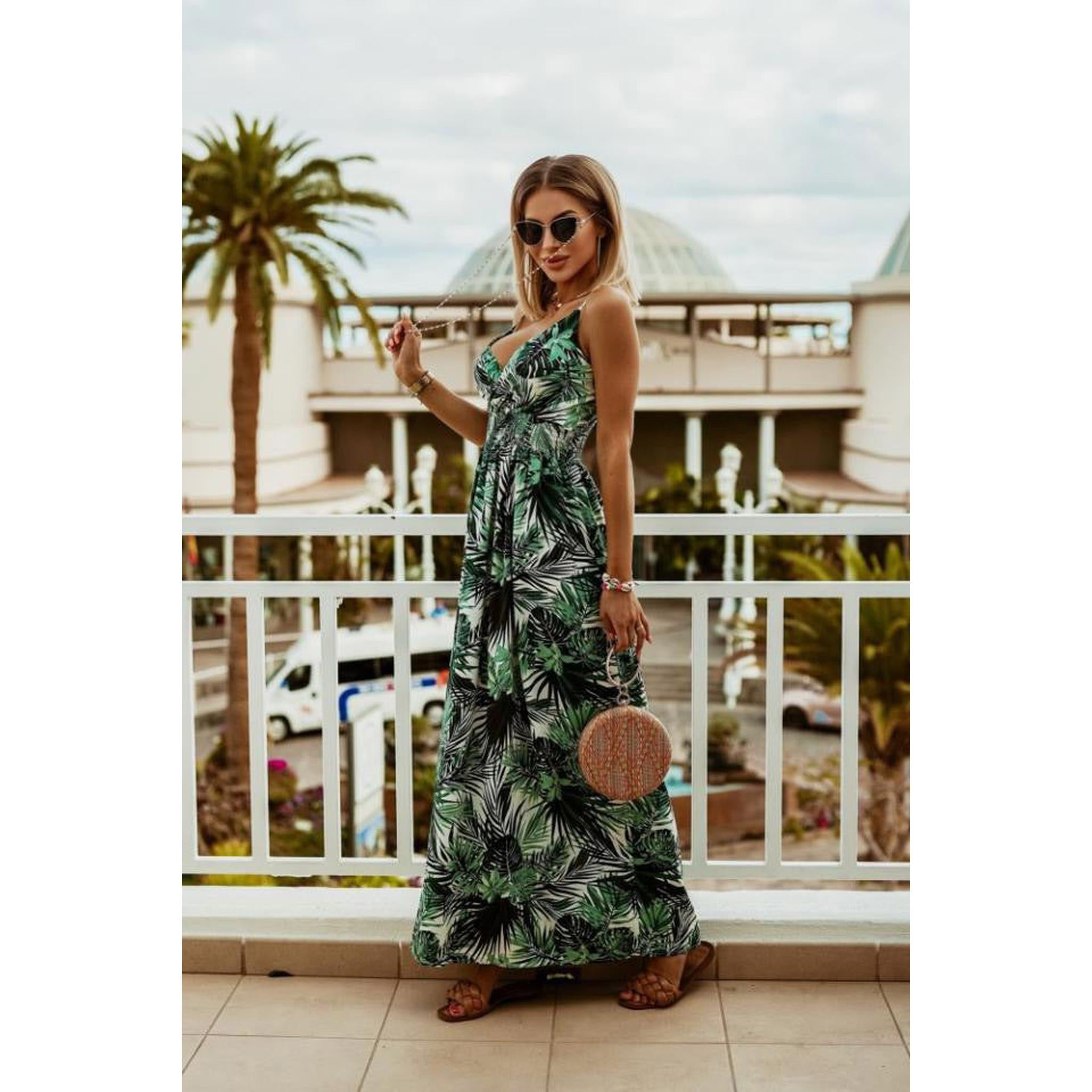 Horizon Essentials | V-neck Boho Sleeveless Suspender Print Dress