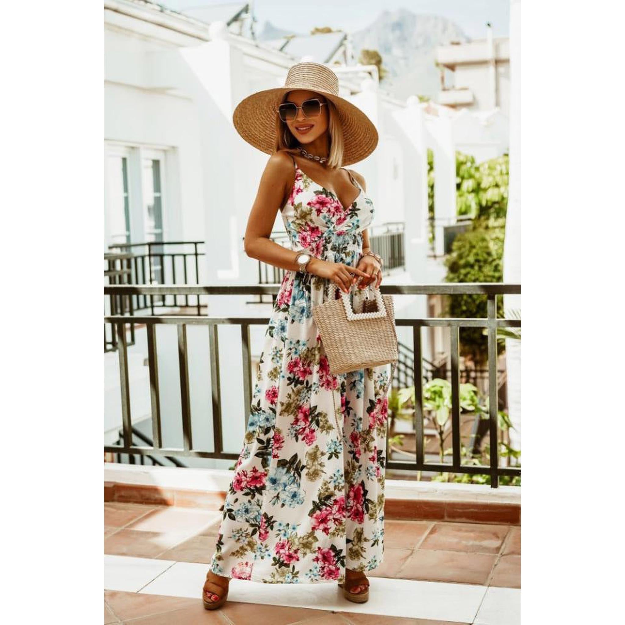 Horizon Essentials | V-neck Boho Sleeveless Suspender Print Dress