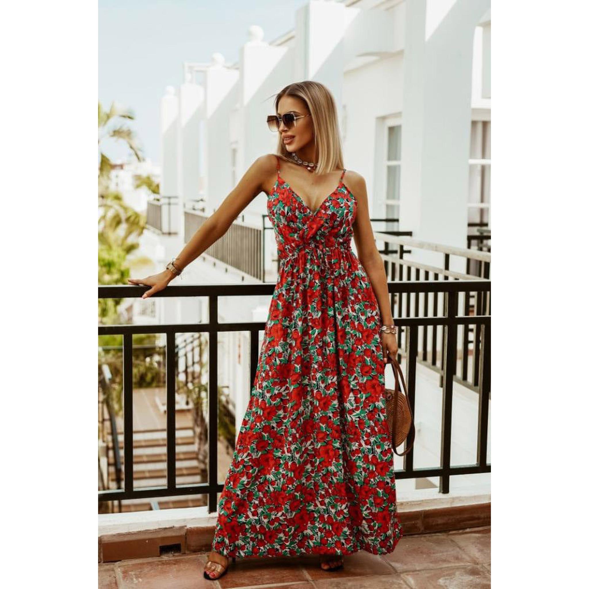 Horizon Essentials | V-neck Boho Sleeveless Suspender Print Dress