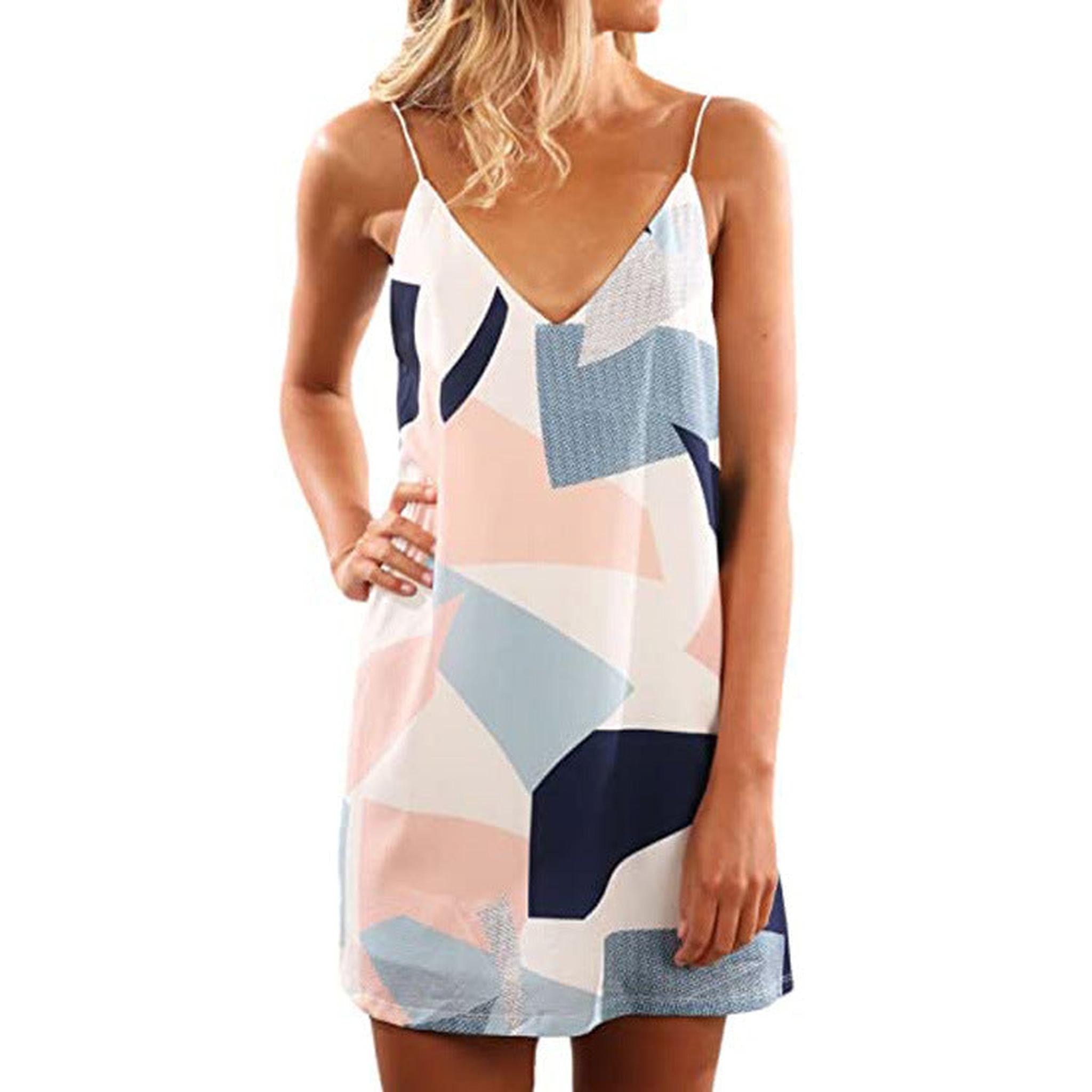 Horizon Essentials | V-neck Suspender Open-back Printed Beach Boho Short Dress Beachwear