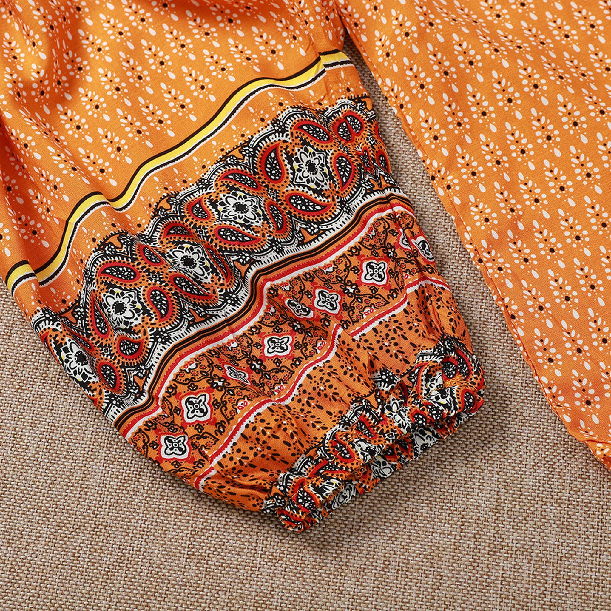 Horizon Essentials | Vintage Ethnic Boho Print Tie Shirt