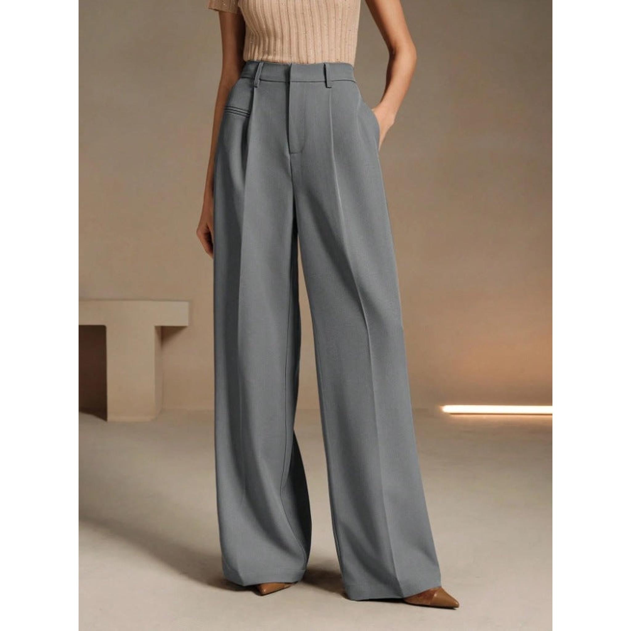 Horizon Essentials | White High-Waisted Suit Pants