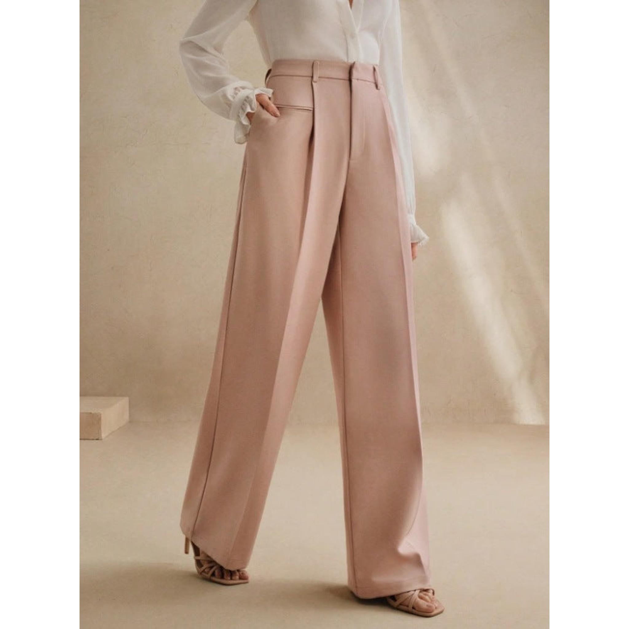 Horizon Essentials | White High-Waisted Suit Pants