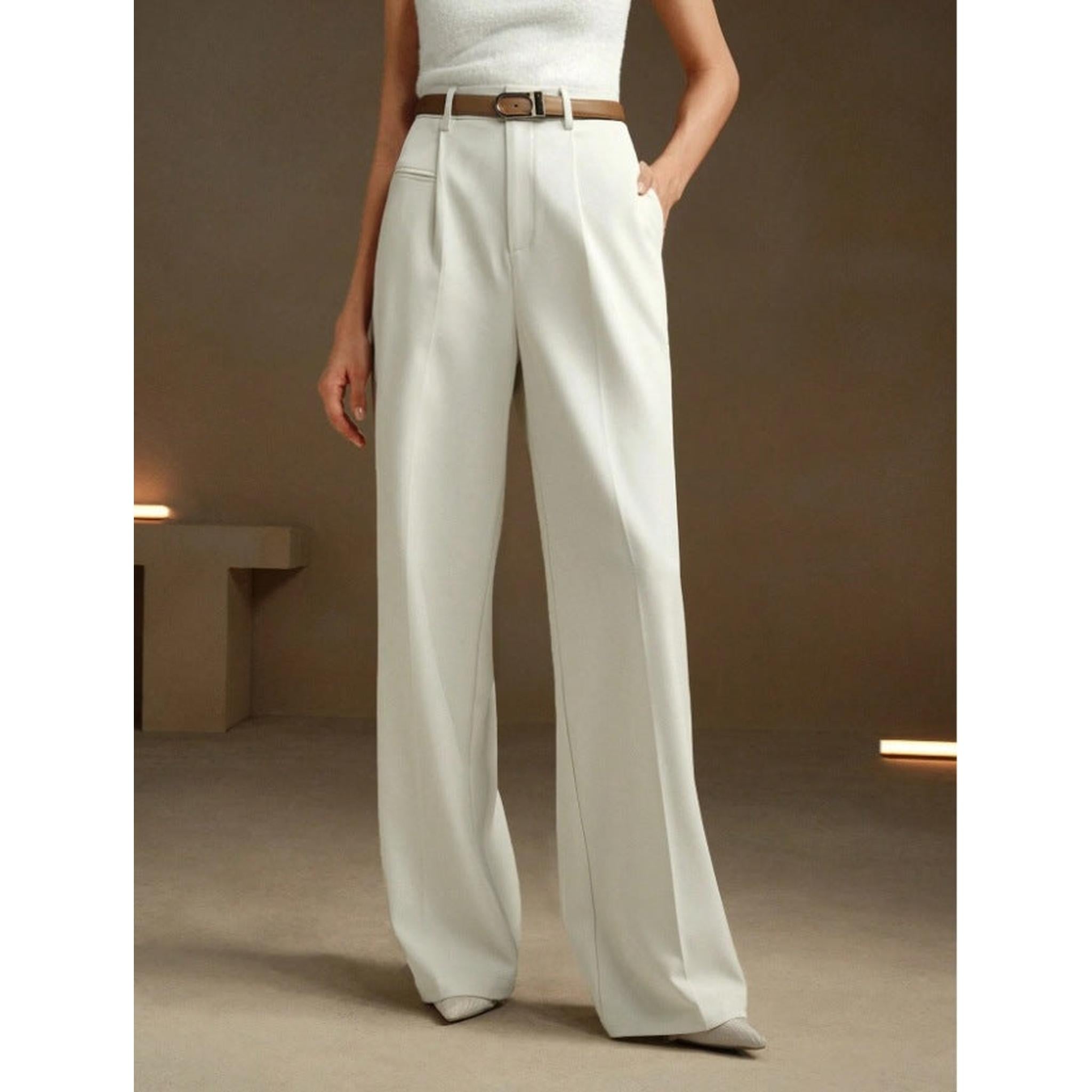 Horizon Essentials | White High-Waisted Suit Pants