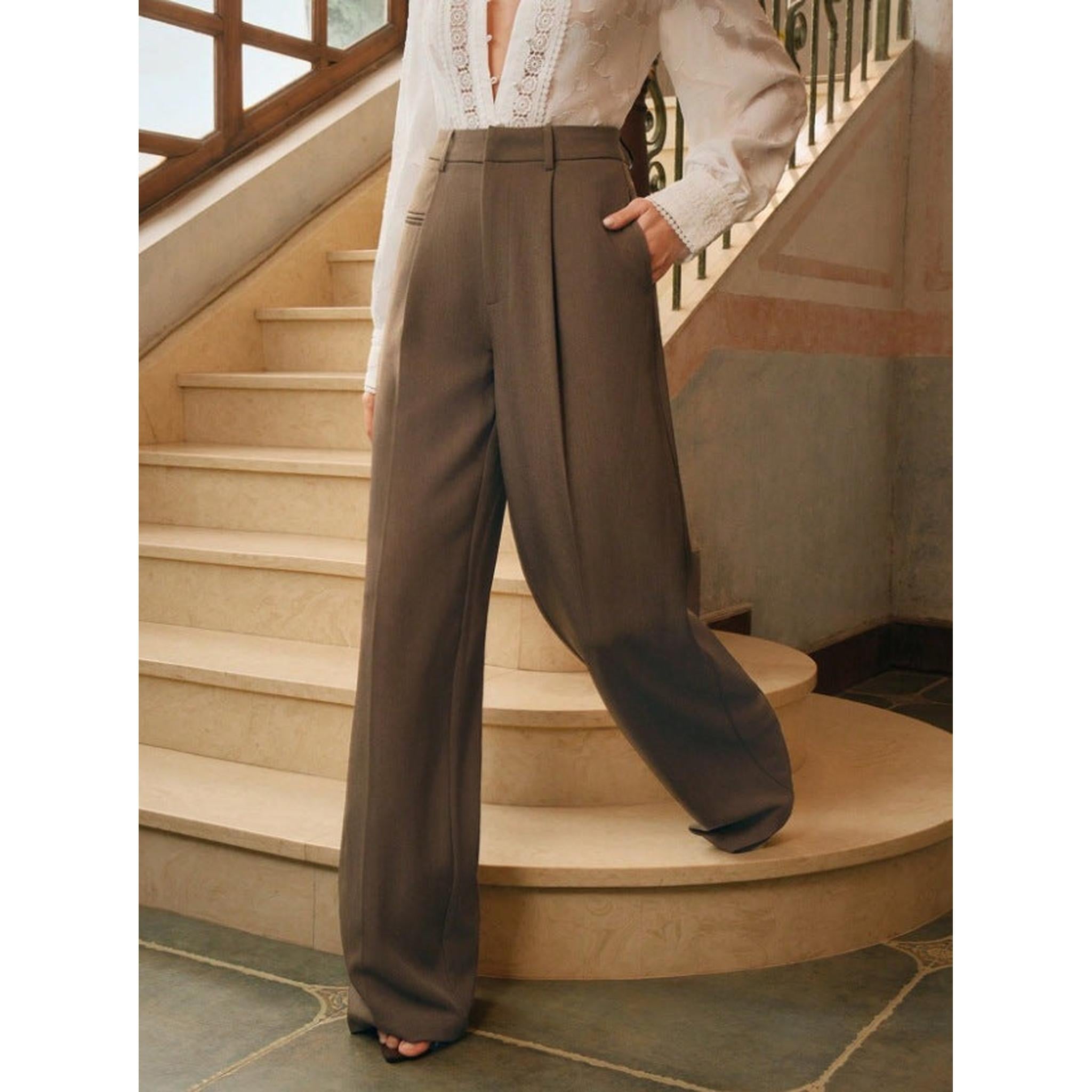 Horizon Essentials | White High-Waisted Suit Pants
