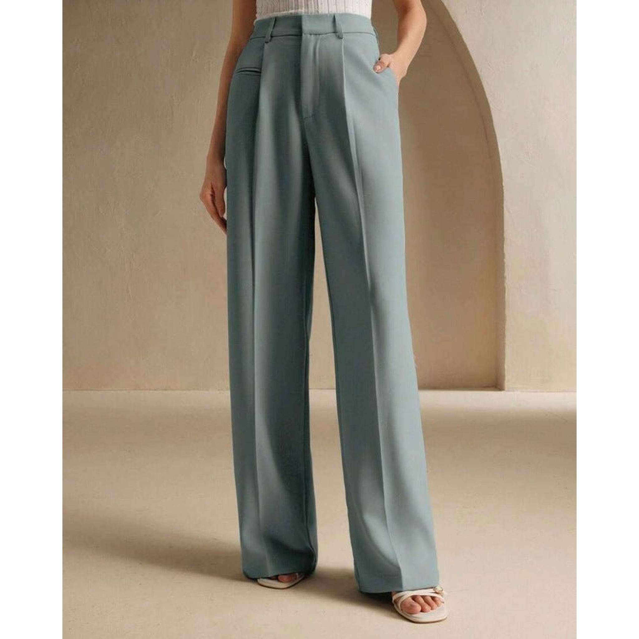 Horizon Essentials | White High-Waisted Suit Pants