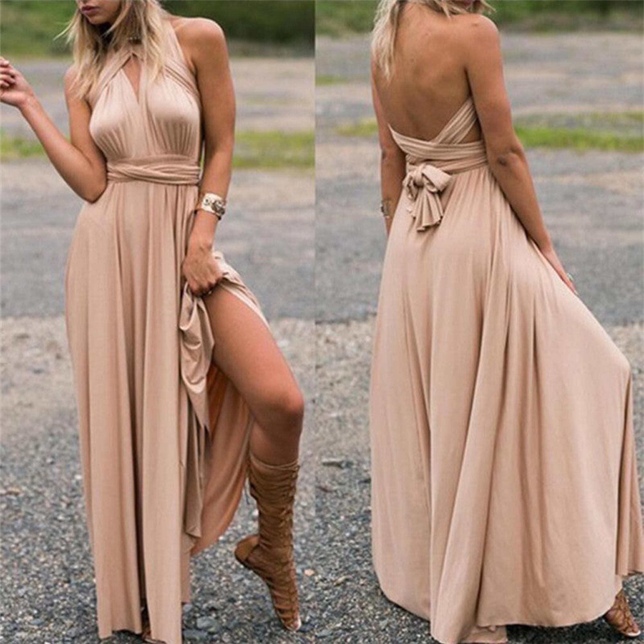 Horizon Essentials | Women Boho Club Dress Bandage Long Dress Party Robe Longue