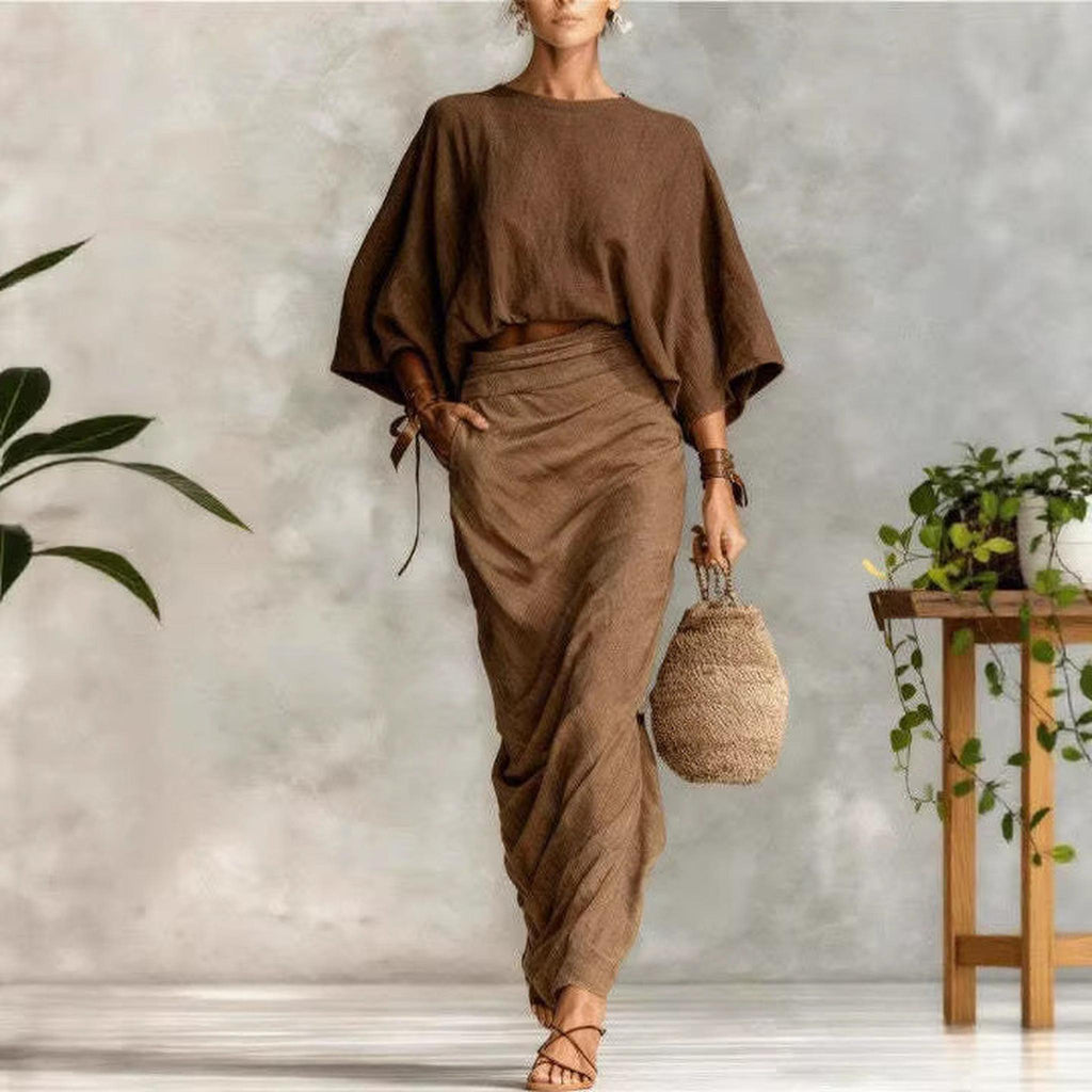 Horizon Essentials | Womens Autumn High-Waisted Midi Skirt Set