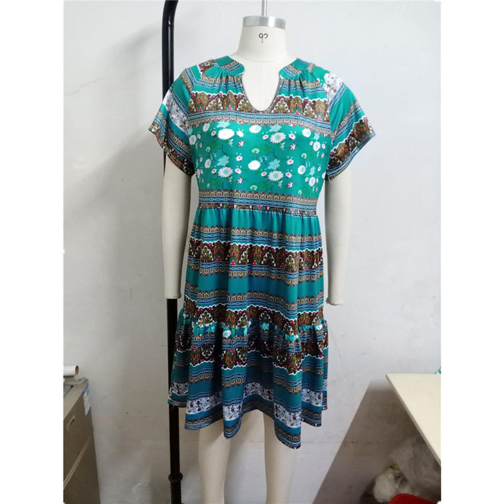 Horizon Essentials | Women's Boho Print Short Sleeve Dress