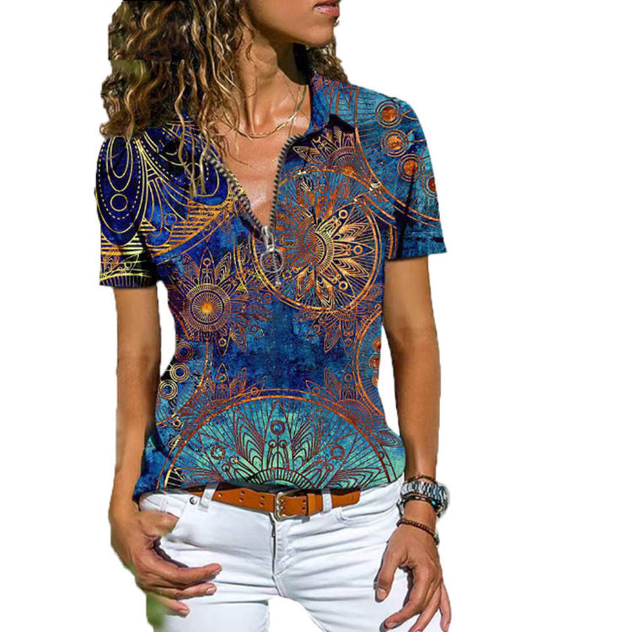 Horizon Essentials | Women's Boho West Zip Short Sleeve T-Shirt