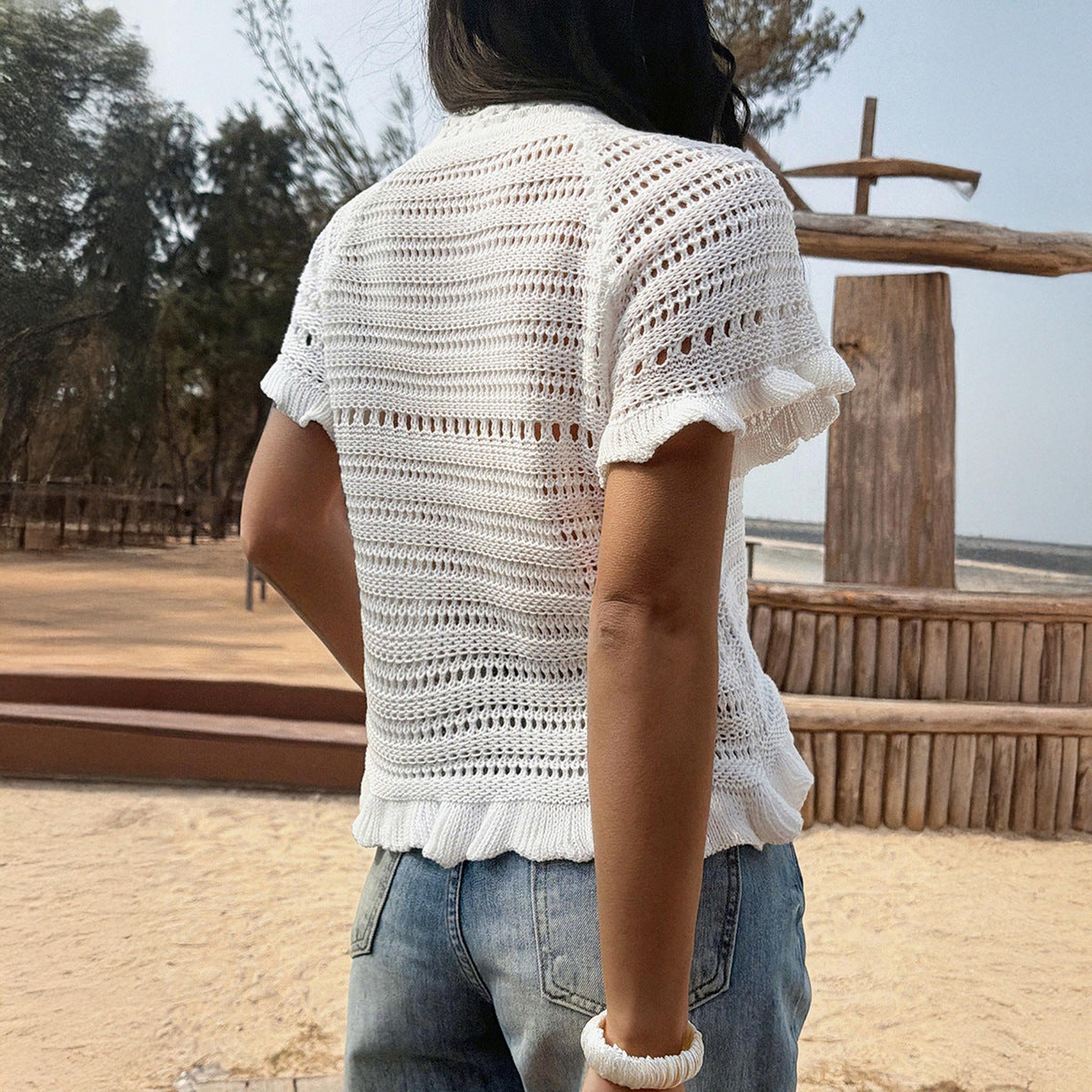 Horizon Essentials | Womens Hollow-Out Knit Shell Camis