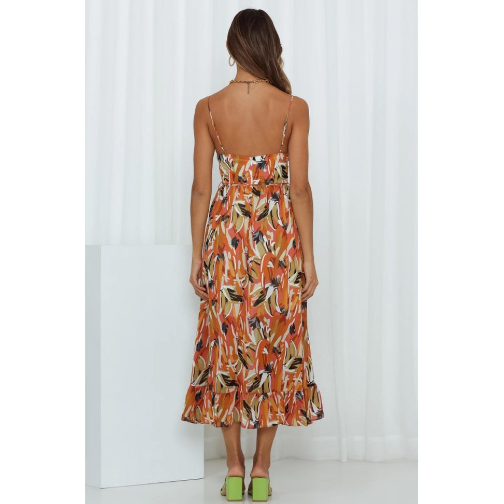 Horizon Essentials | Women's Off Shoulder Boho Sling Print Dress