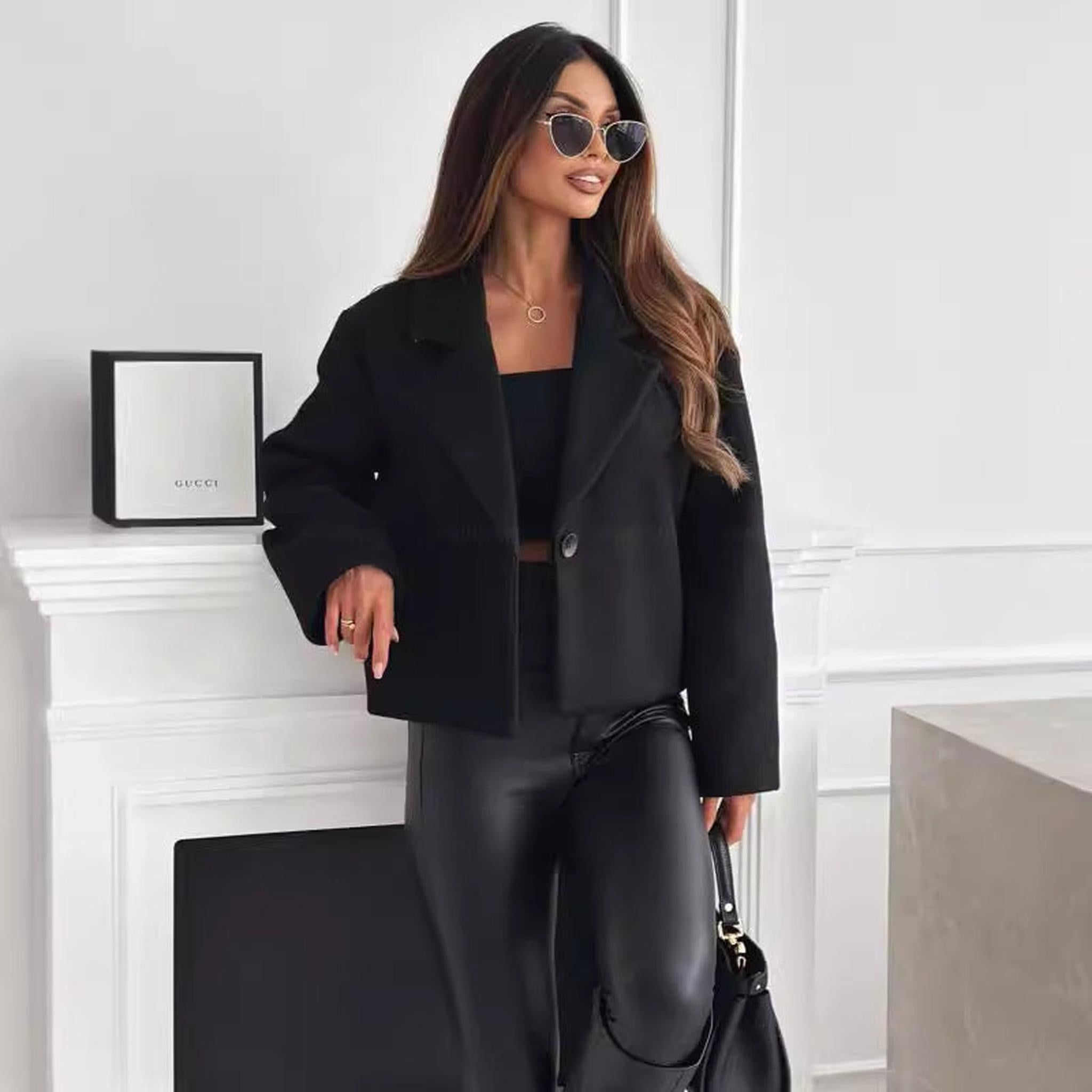 Horizon Essentials | Wool Blend Small Collar Coat