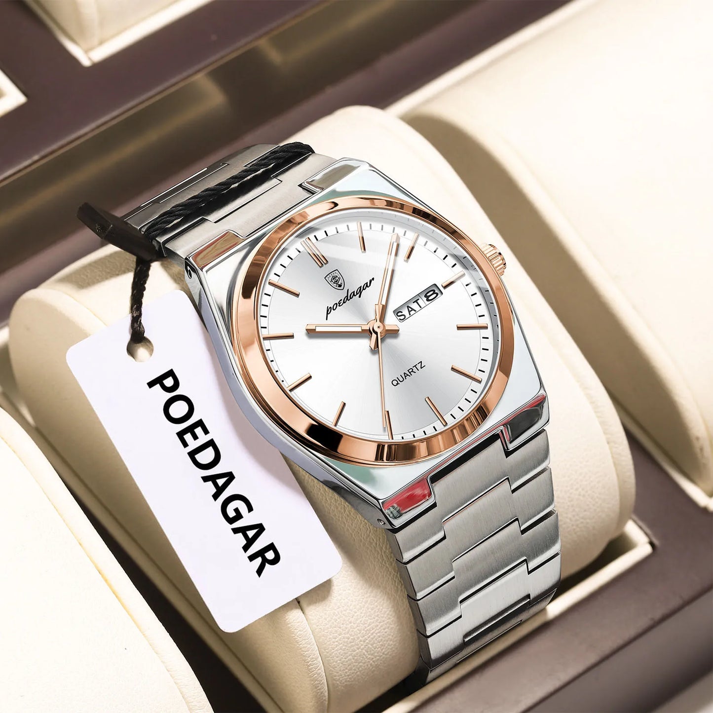 Men's Stainless Steel Quartz Watch With Date & Week