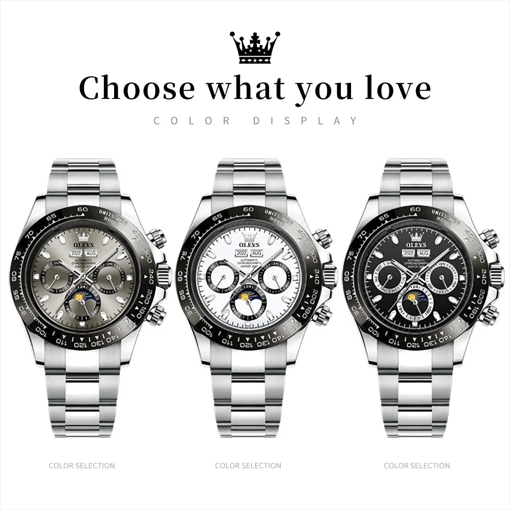Men's Automatic Mechanical Watch Chronograph Luminous