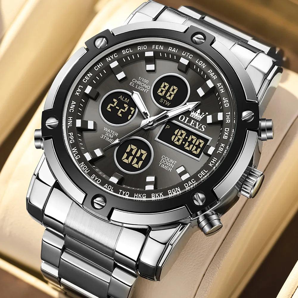Men's Analog-Digital Watch Waterproof With Alarm
