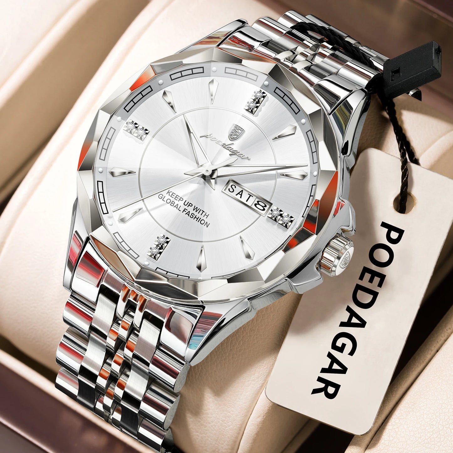 Men’s Stainless Steel Quartz Watch – Luminous, 3Bar