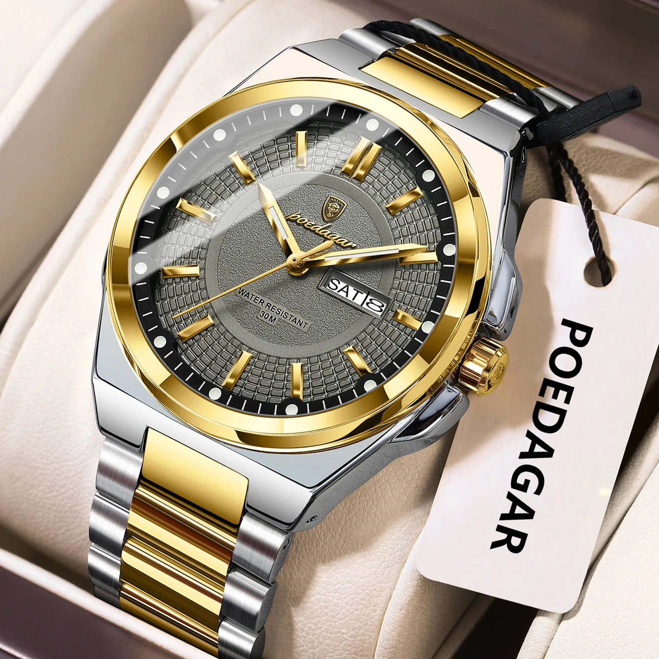 Men’s Stainless Steel Quartz Watch – Luminous & 3Bar