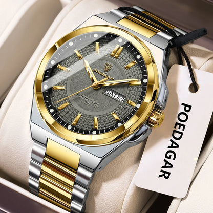 Men’s Stainless Steel Quartz Watch – Luminous & 3Bar