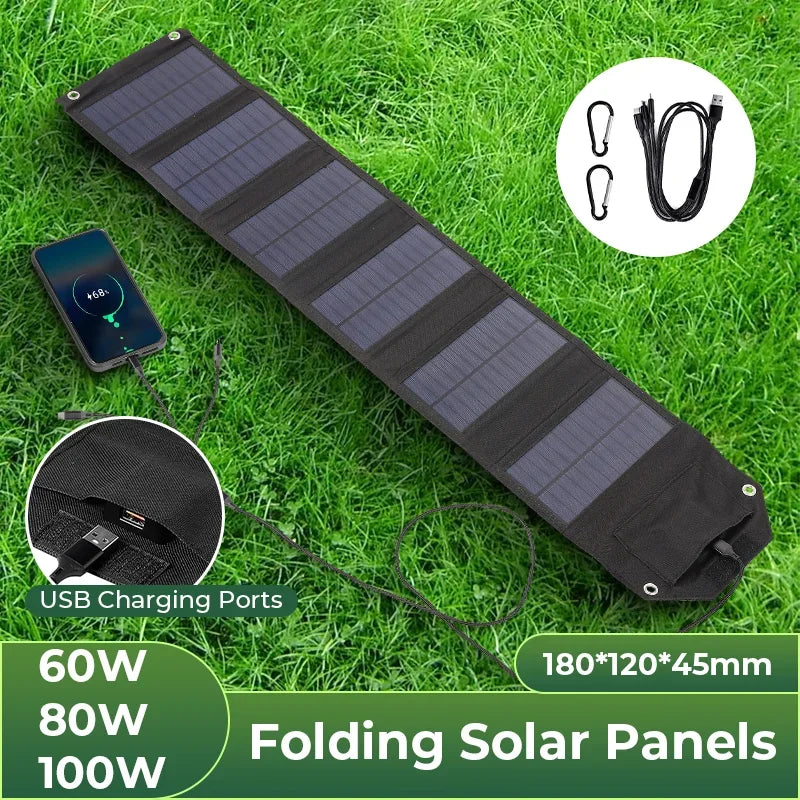 Portable Folding Solar Panel Charger USB 5V 60–100W