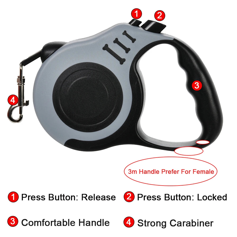 Retractable Nylon Dog Leash – Strong Auto Extend Lead