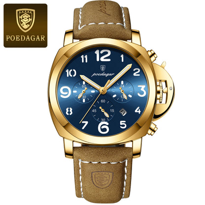 Men’s Chronograph Quartz Watch Leather Strap, 3ATM