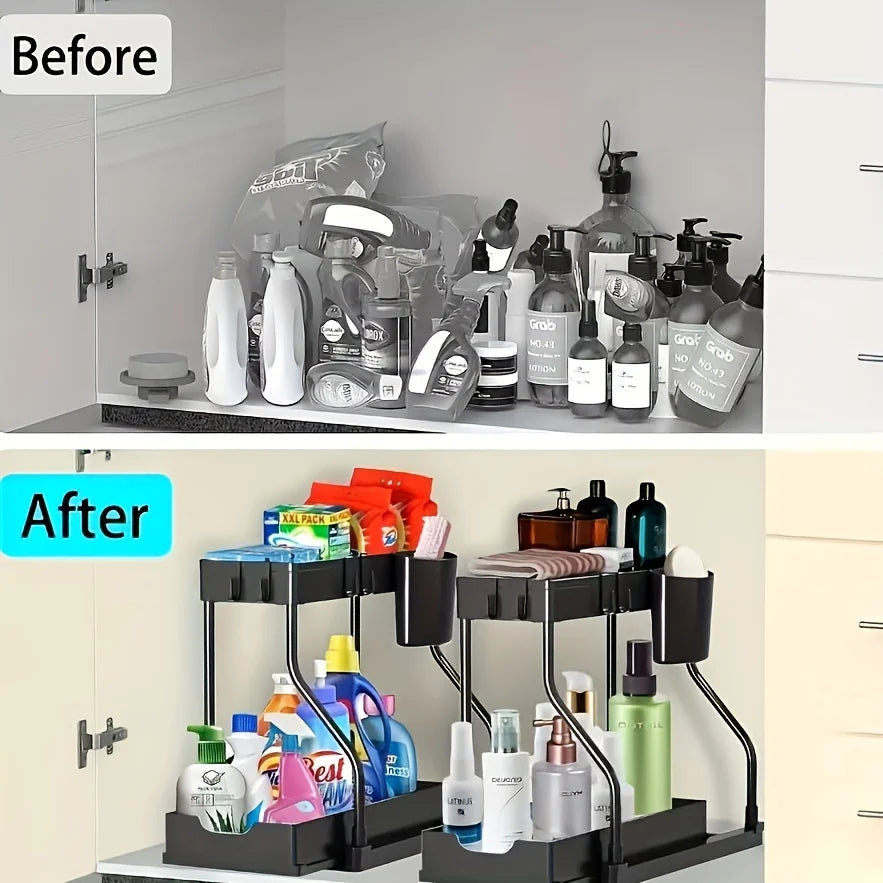 2-Tier Under Sink Organizer With Pull-Out Drawers