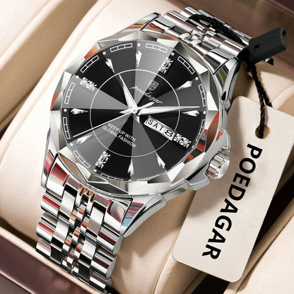 Men’s Stainless Steel Quartz Watch – Luminous, 3Bar